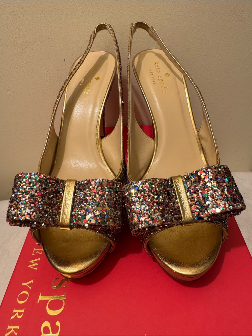 Kate Spade New York Gracey Multi Glitter Slingback Pumps Made in Italy